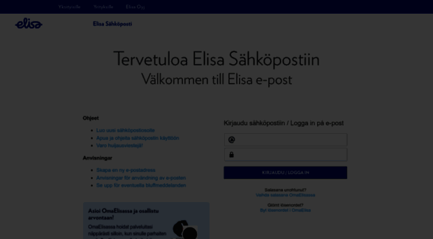  - Elisa Webmail :: Tervetuloa El... - Webmail  Saunalahti