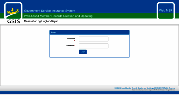 webmsp.gsis.gov.ph - GSIS Web MSP - Login - Web MSP GSIS