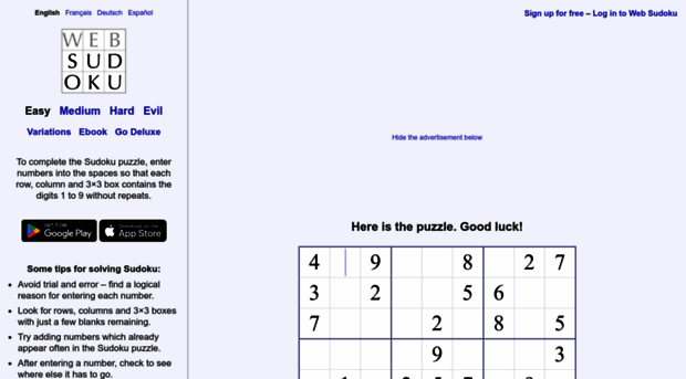 web sudoku billions of free sudoku puzzles to