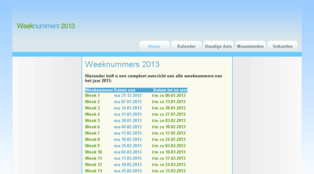 weeknummers2013.nl