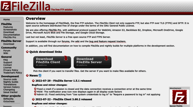 welcome.filezilla-project.org