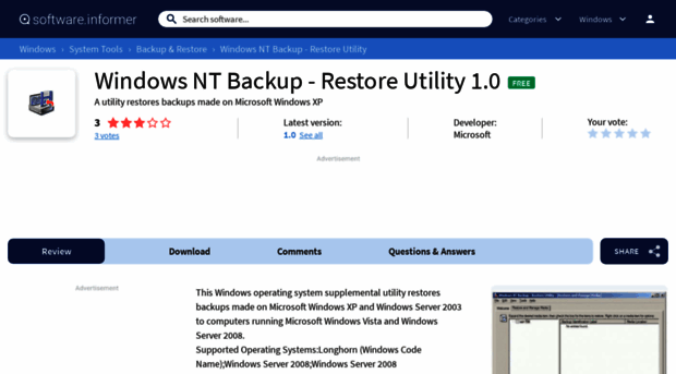 windows-nt-backup-restore-utility.software.informer.com