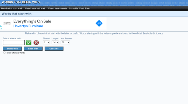 wordsthatbeginwith.com