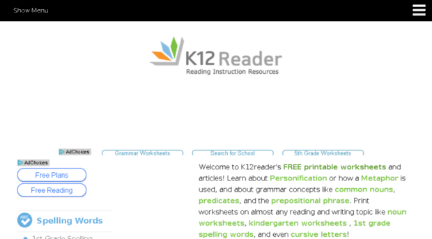 K12reader Kindergarten Spelling Words