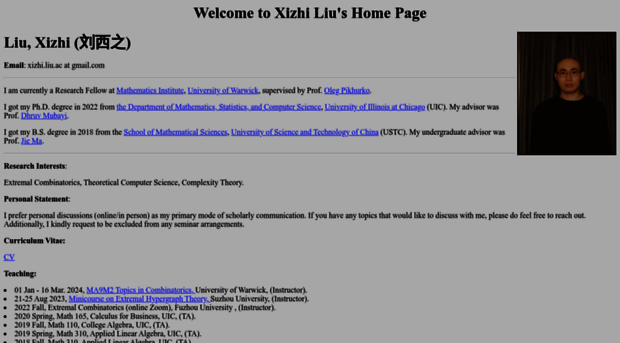 Screenshot of xliu2022.github.io website