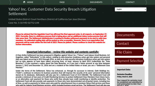 yahoodatabreachsettlement.com