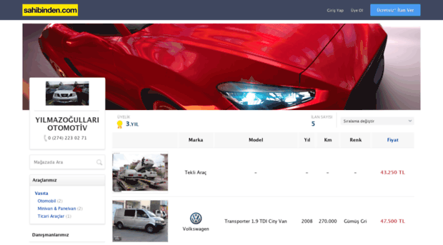yilmazogullariotomotiv.sahibinden.com