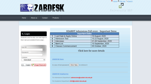 zabdesk.szabist-isb.edu.pk