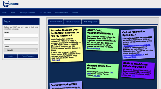 zabdesk.szabist.edu.pk