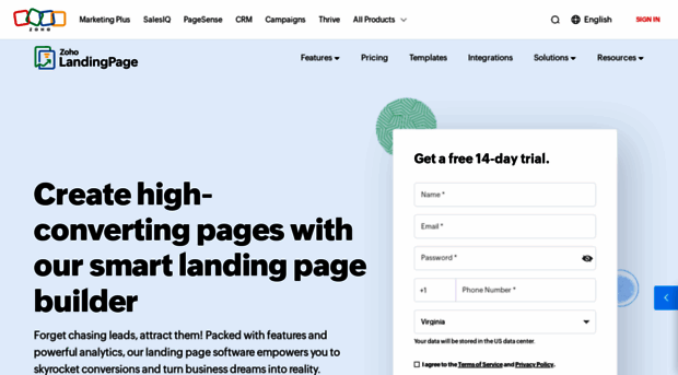 zoholandingpage.com
